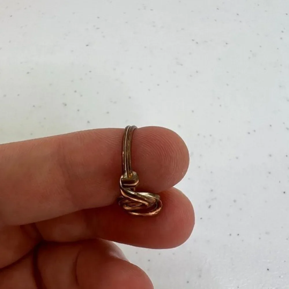 Wire Wrapped Ring Size 3 Copper Swirl Mixed Metal Small Twisted‎ Silver Tone